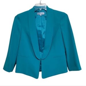 Kasper Women Green Teal Tuxedo Style Blazer Size 6